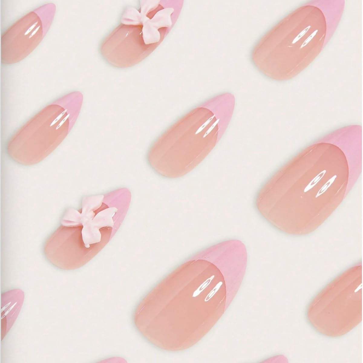 DAJIJIYOU short almond pink French tip nails for everyday wear