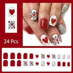 DAJIJIYOU uñas con corazón rojo, perfectas para eventos nocturnos y elegancia diaria