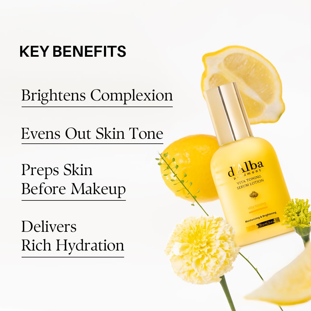 d'alba Piedmont serum-lotion in application for hydration and smoothness.