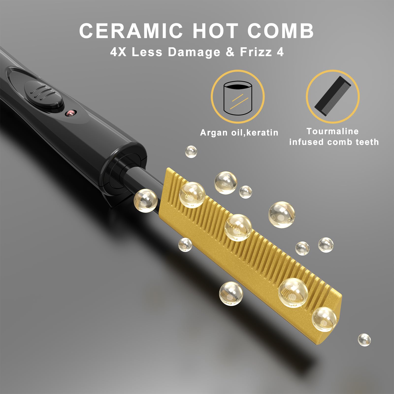 DAN Technology Ceramic teeth infused with argan oil provide smoother, frizz-free results.