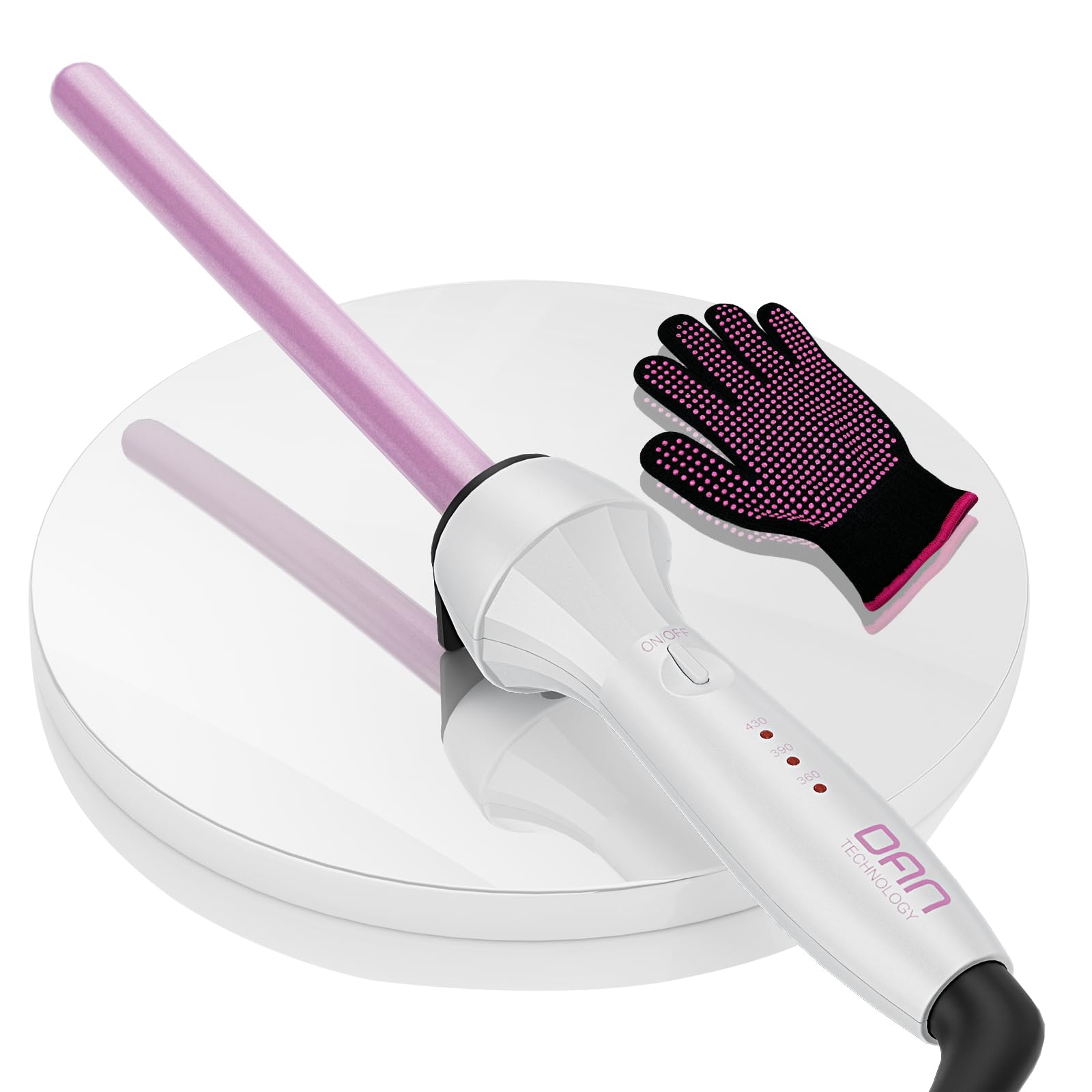 DAN Technology curling iron half-inch barrel for tight, long-lasting curls with adjustable heat.