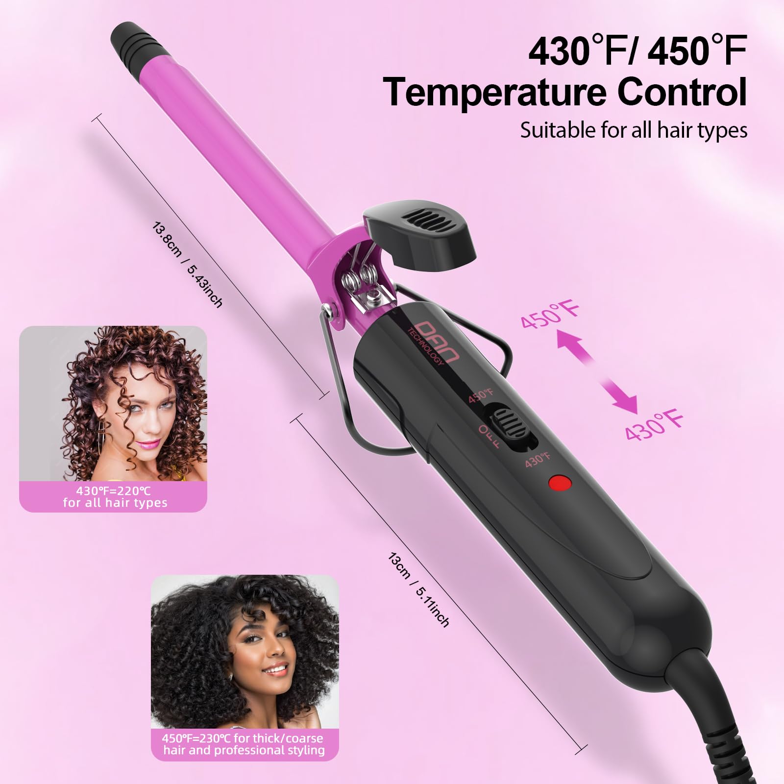 DAN Technology dual-voltage curling iron suitable for travel worldwide