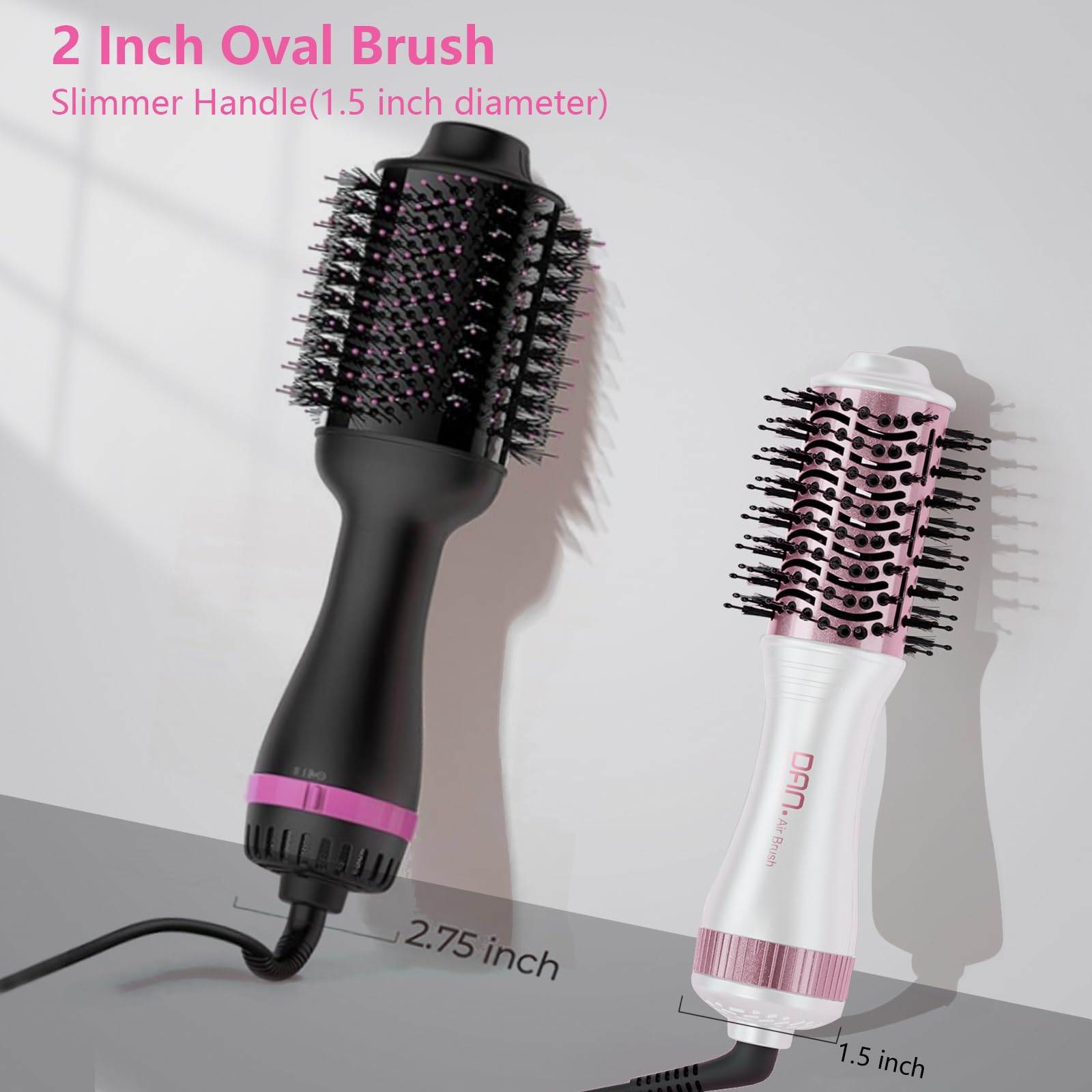 DAN Technology travel brush showing three heat levels for various hair types