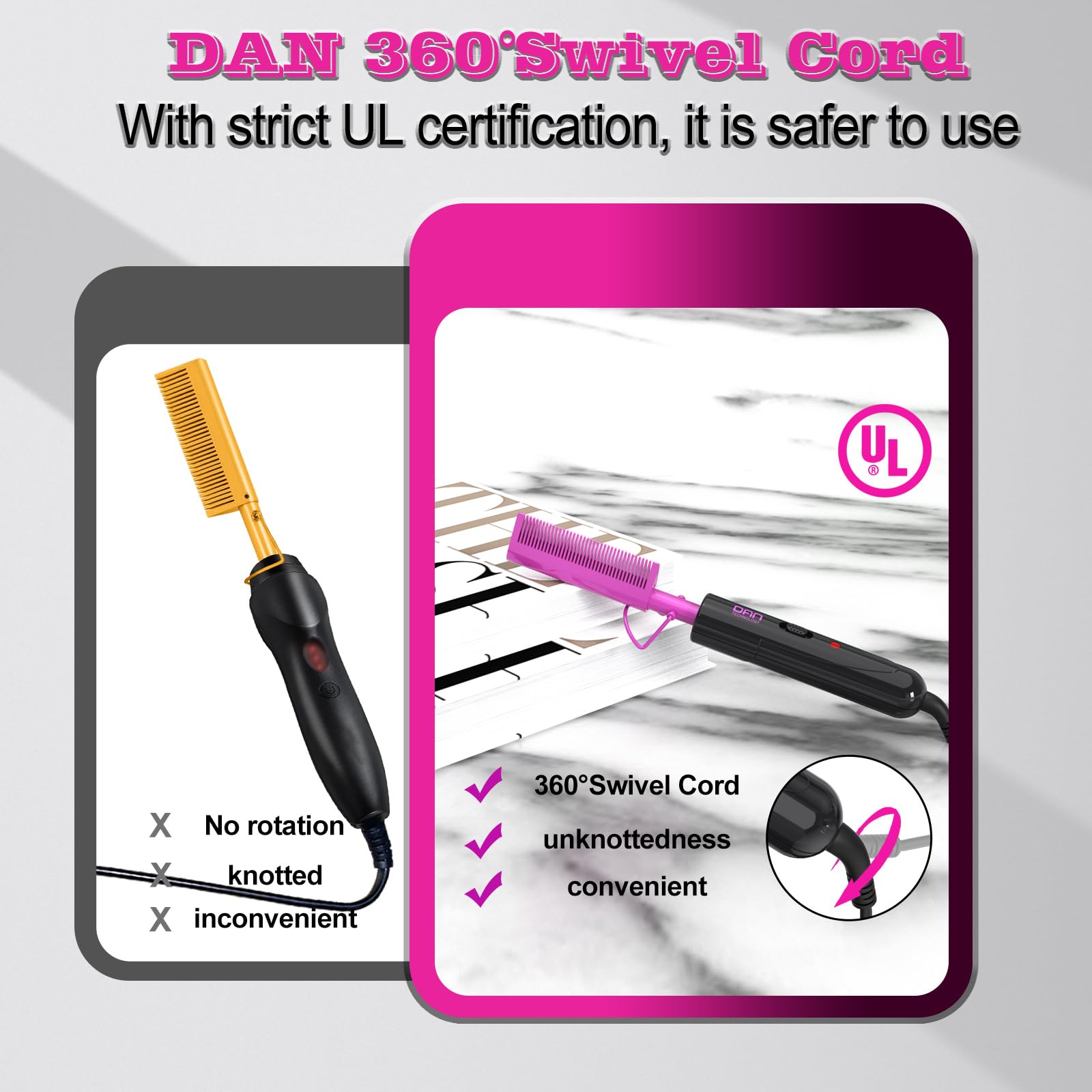 DAN Technology travel-friendly dual voltage design for styling abroad.