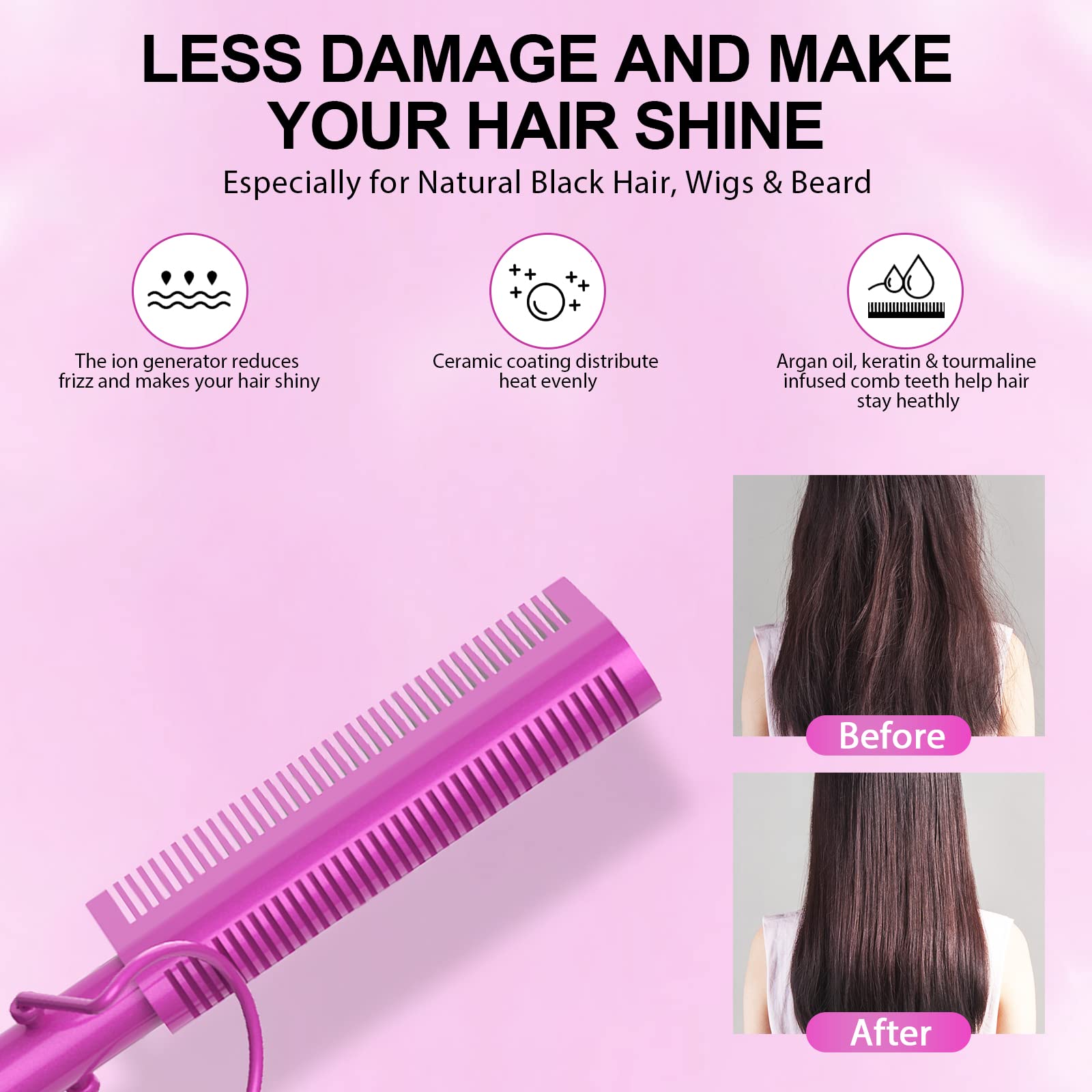DAN Technology two heat settings 430–450°F for varying hair textures