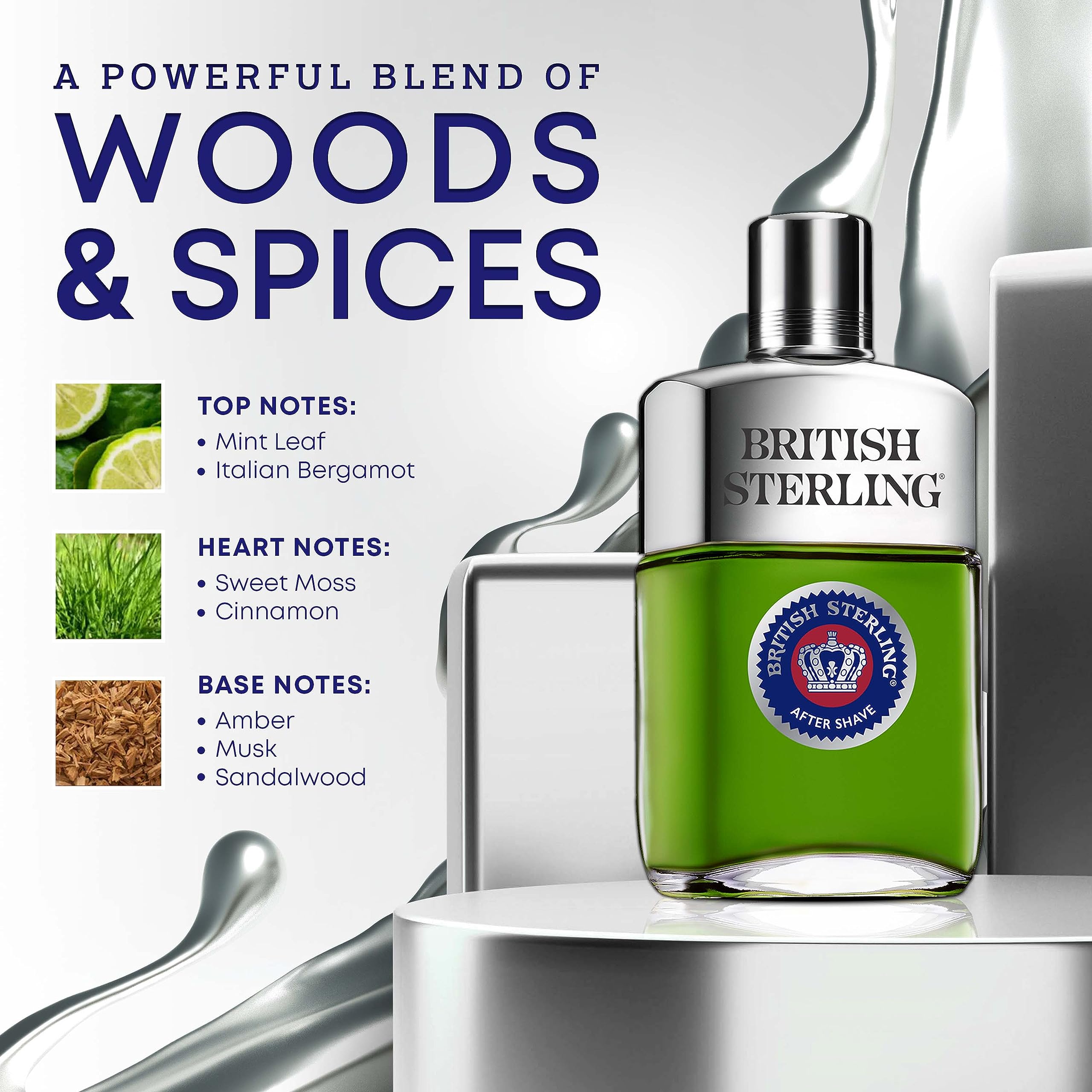 Dana British Sterling label view conveys heritage and refined grooming rituals.