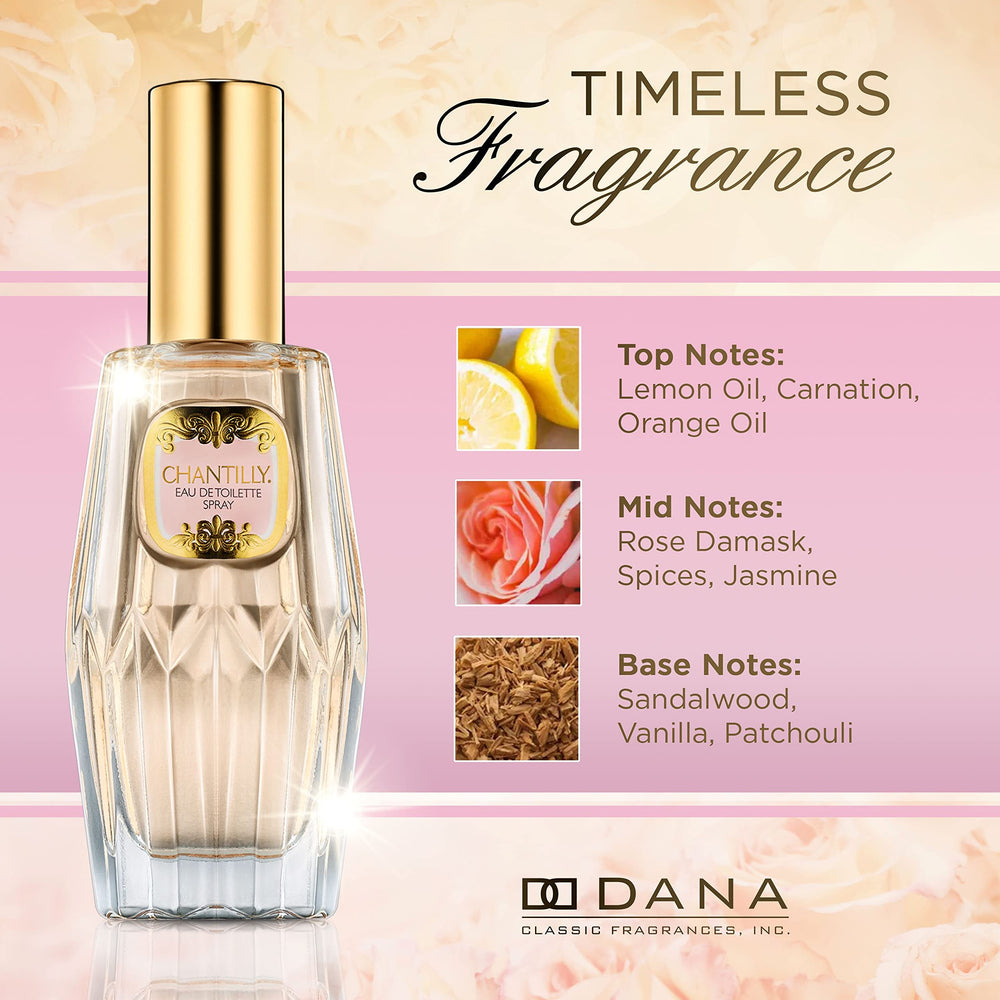 Dana Chantilly EDT packaging artwork reflecting oriental floral style.