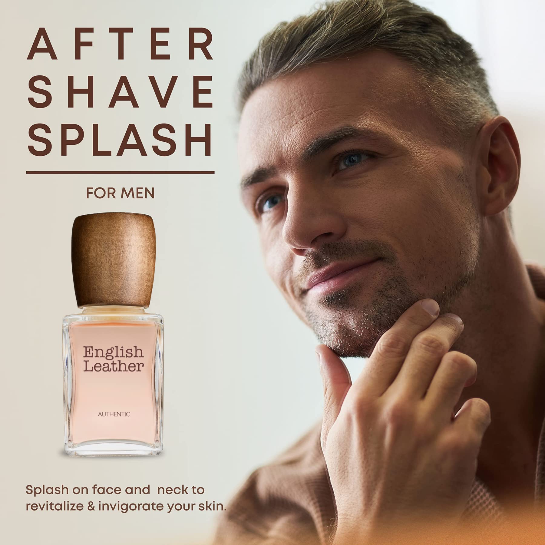 Dana English Leather aftershave label closeup reveals iconic leather signature