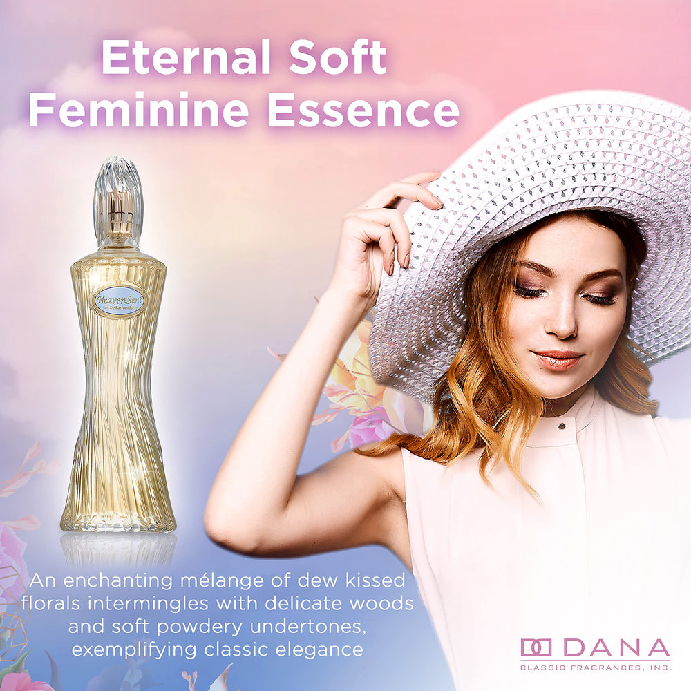 Dana Heaven Sent bottle angled view emphasizes classic silhouette.