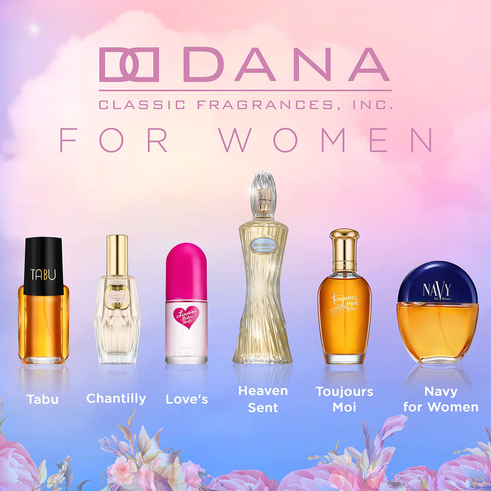 Dana Heaven Sent label detail communicates heritage and iconic scent.