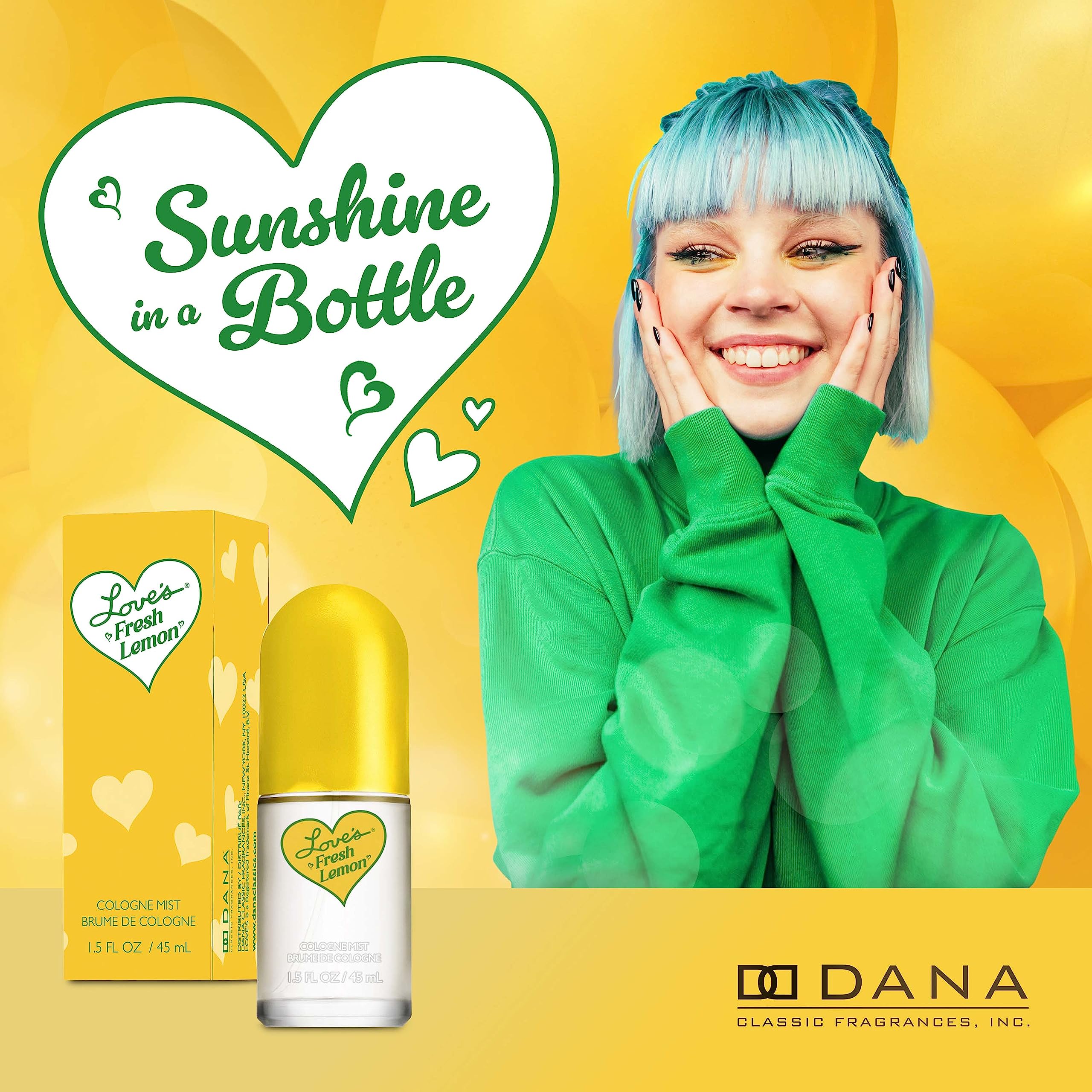 Dana Love's Fresh Lemon spray mist on skin, mood-boosting citrus.