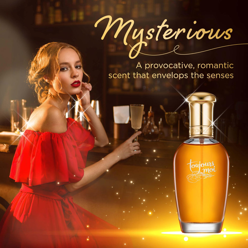 Dana Toujours Moi bottle side profile with elegant packaging vibe.