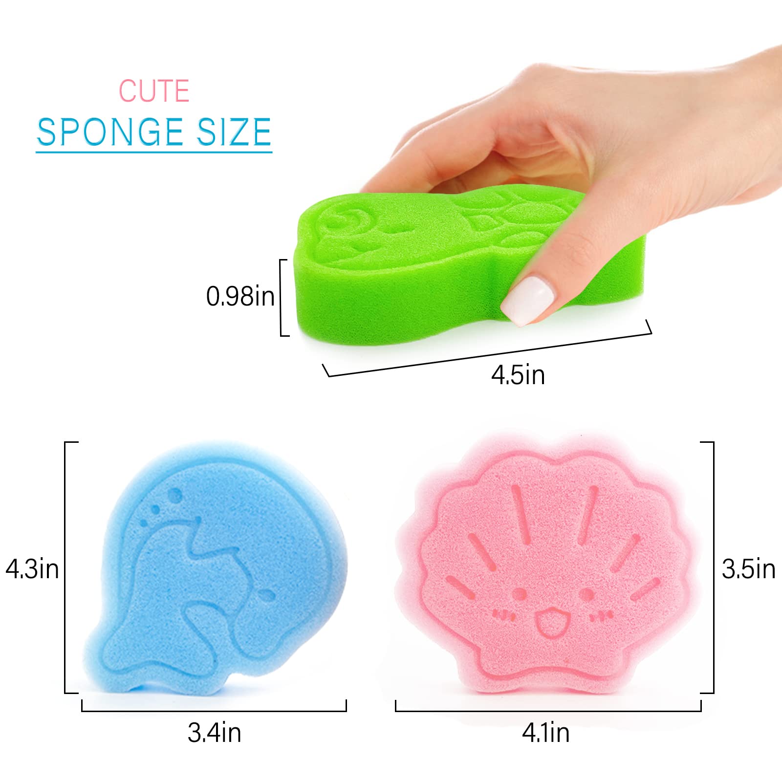 DANCELF Bebé, concha rosa, esponja suave para baño