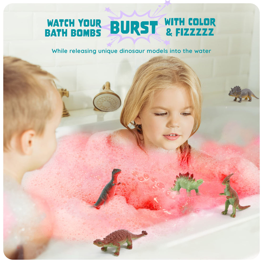Dan&Darci huevo dino bomba de baño amarillo con color y curiosidad.