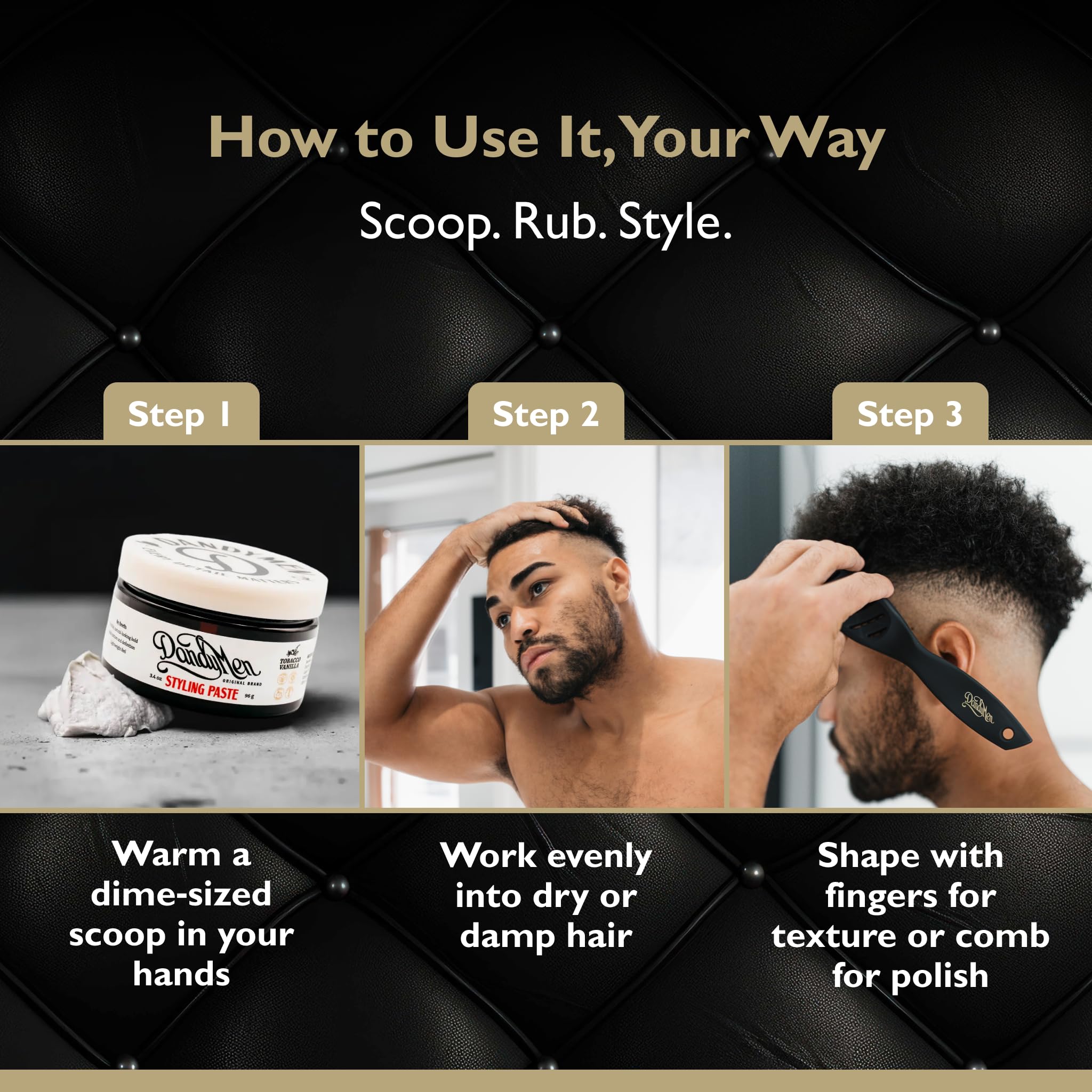DandyMen Styling Paste two-pack packaging offers value and convenience.