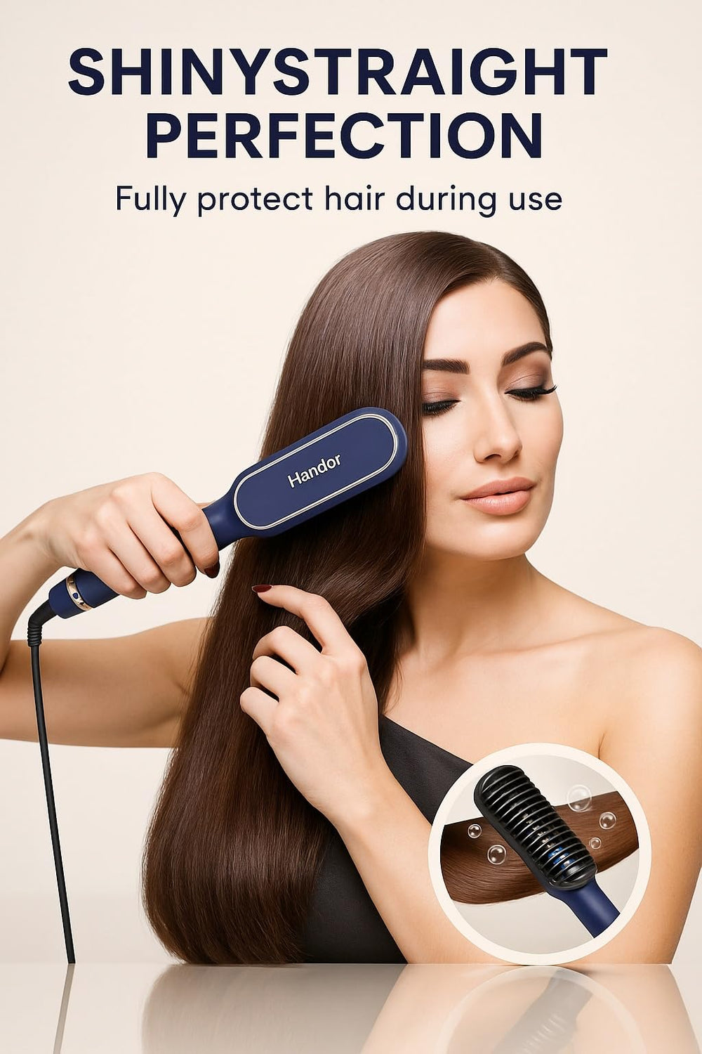 Danett Hair Straightener Brush LED display shows precise heat settings