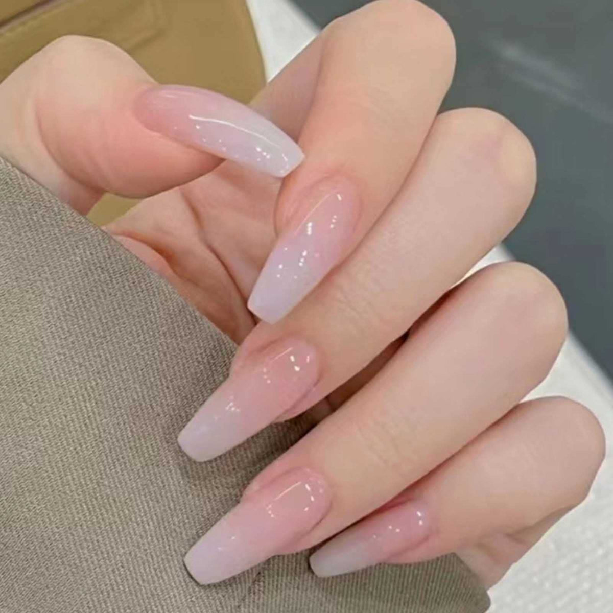 DANMANR long press nails square French pink and white for salon-like finish