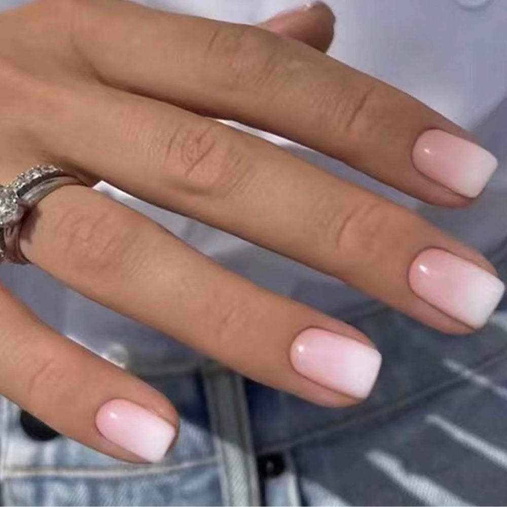DANMANR square press-on nails packaging in white pink for at-home manicure