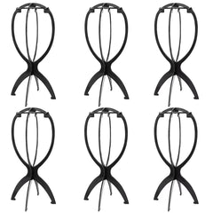 DANSEE wig stand front view highlights compact black design for organized wig storage.