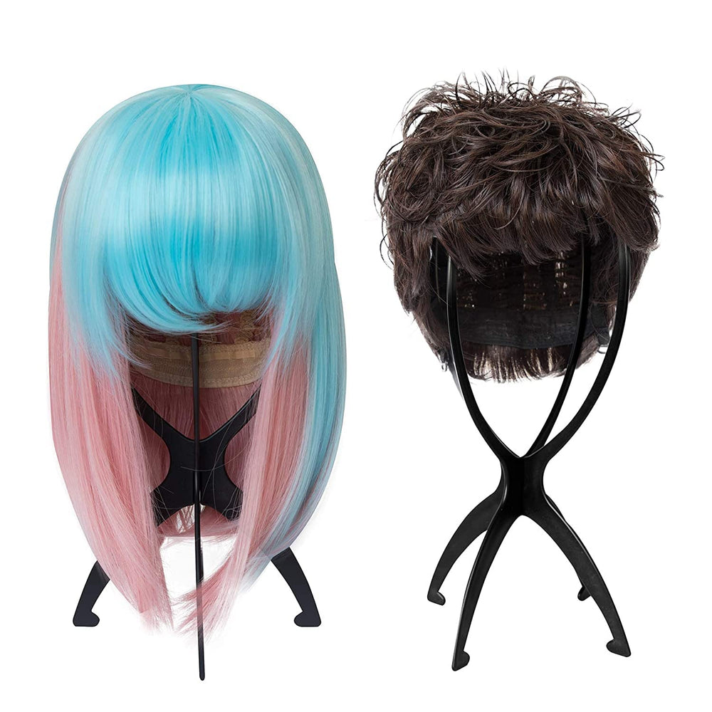 DANSEE wig stand side view shows stable base ideal for travel-on-the-go.