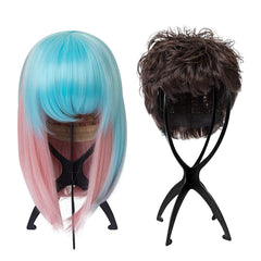 DANSEE wig stand side view shows stable base ideal for travel-on-the-go.