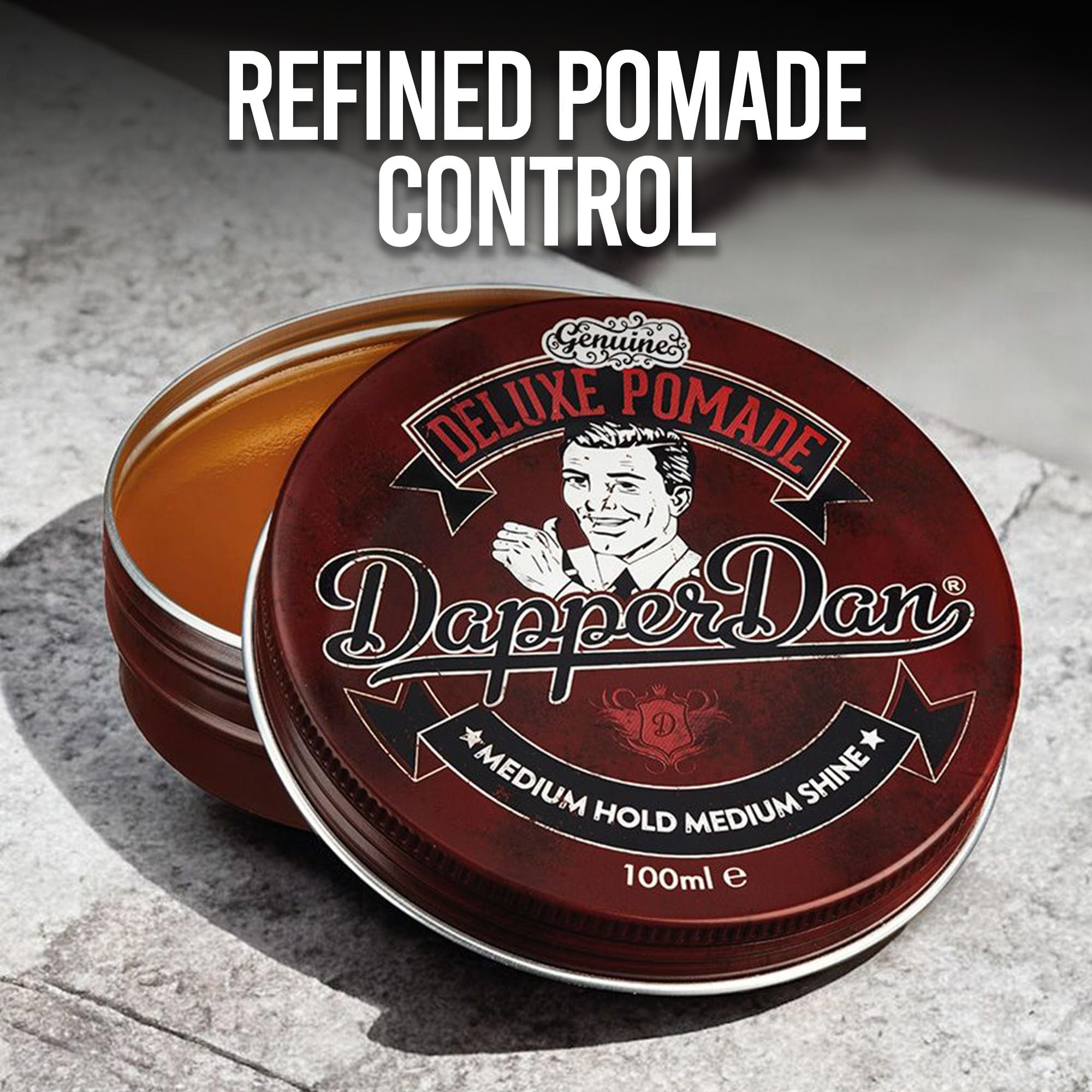 Dapper Dan Deluxe Pomade textura a base de agua facilita lavado.