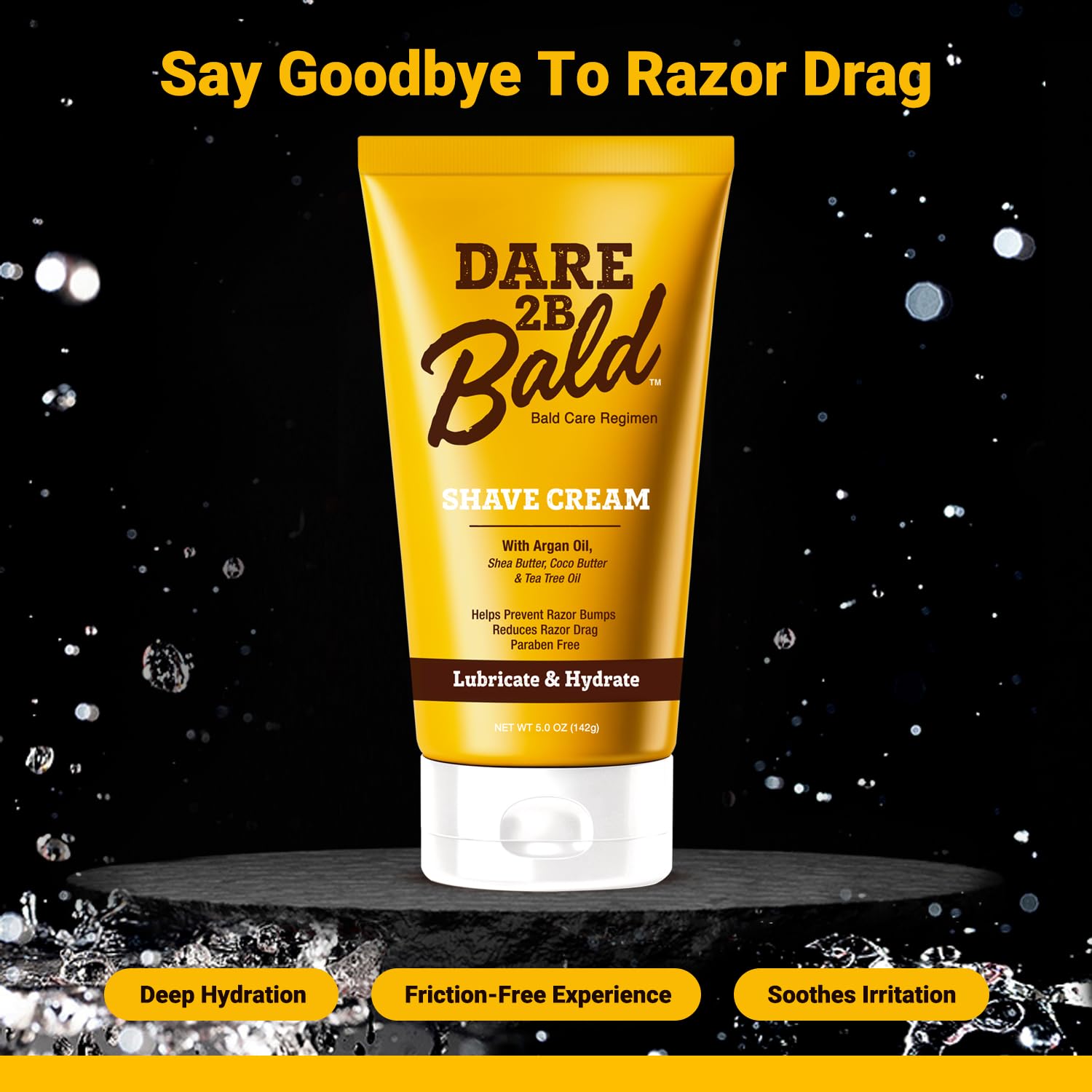 Close-up of creamy lather from Dare 2B Bald for protection