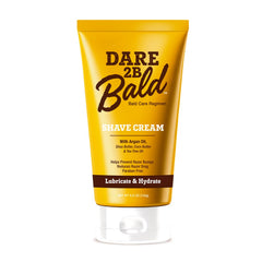Dare 2B Bald shaving cream applied on bald scalp for a smooth shave