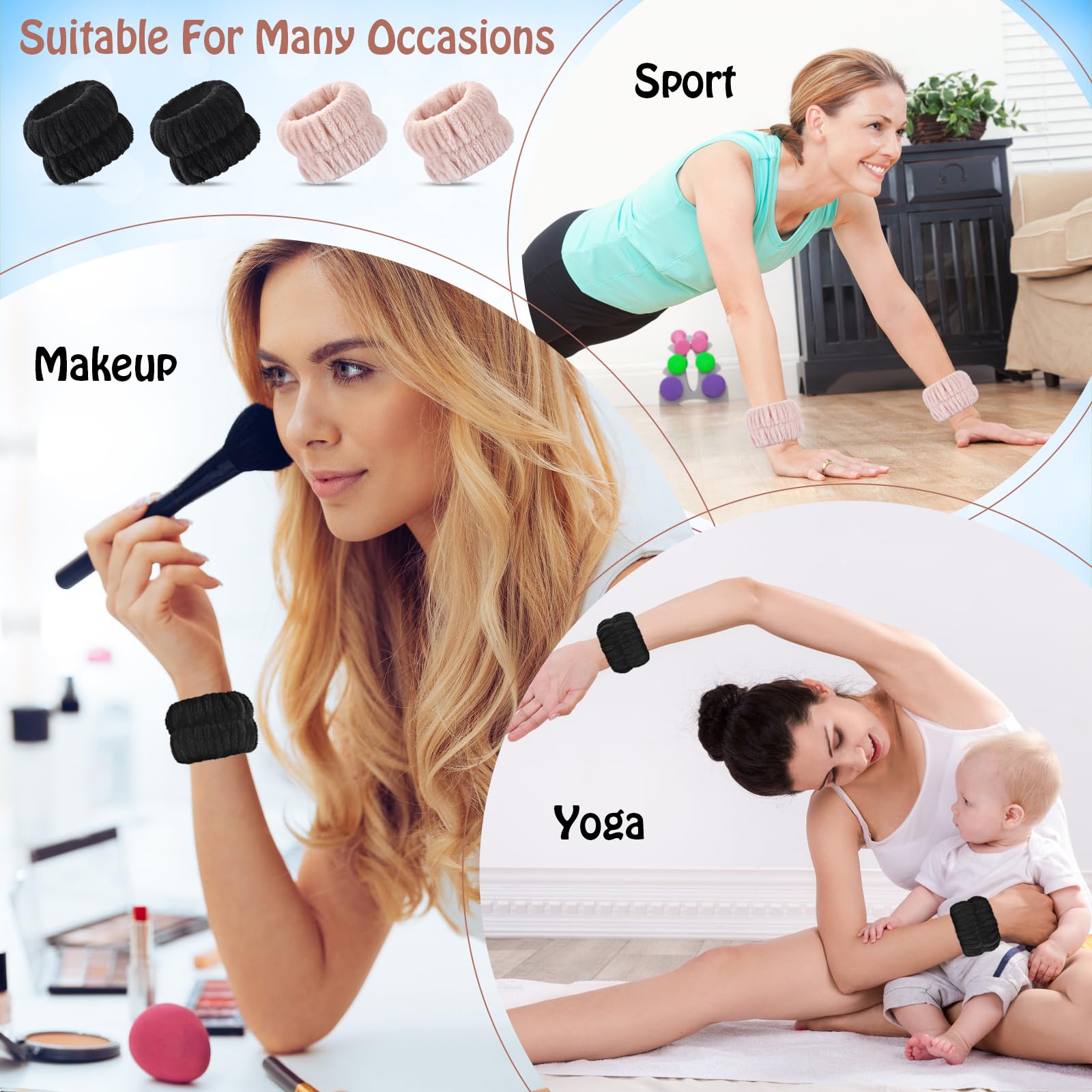 Pulseras Darfukei absorbentes para yoga y deporte; cómodo durante sesiones.