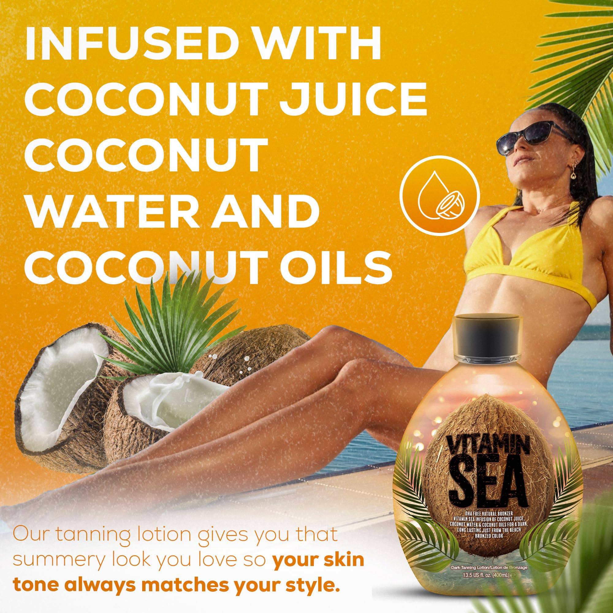 DARK TANS EXCLUSIVE Vitamin Sea Bronceador, aplicación fácil para resultados rápidos.