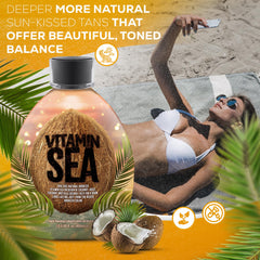 DARK TANS EXCLUSIVE Vitamin Sea Bronceador, infusion de coco para hidratación durante el bronceado.