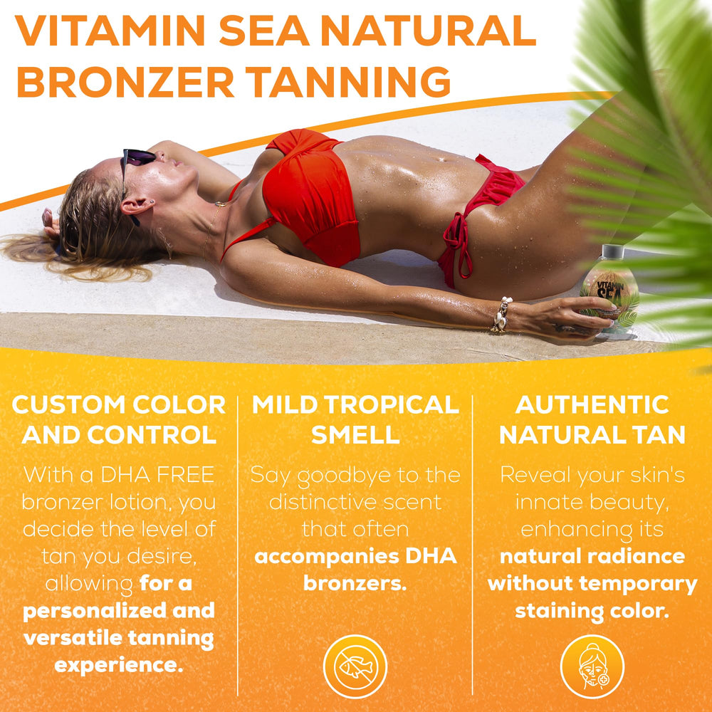 DARK TANS EXCLUSIVE Vitamin Sea Bronceador, empaque de 13,5 oz para dosificación fácil.