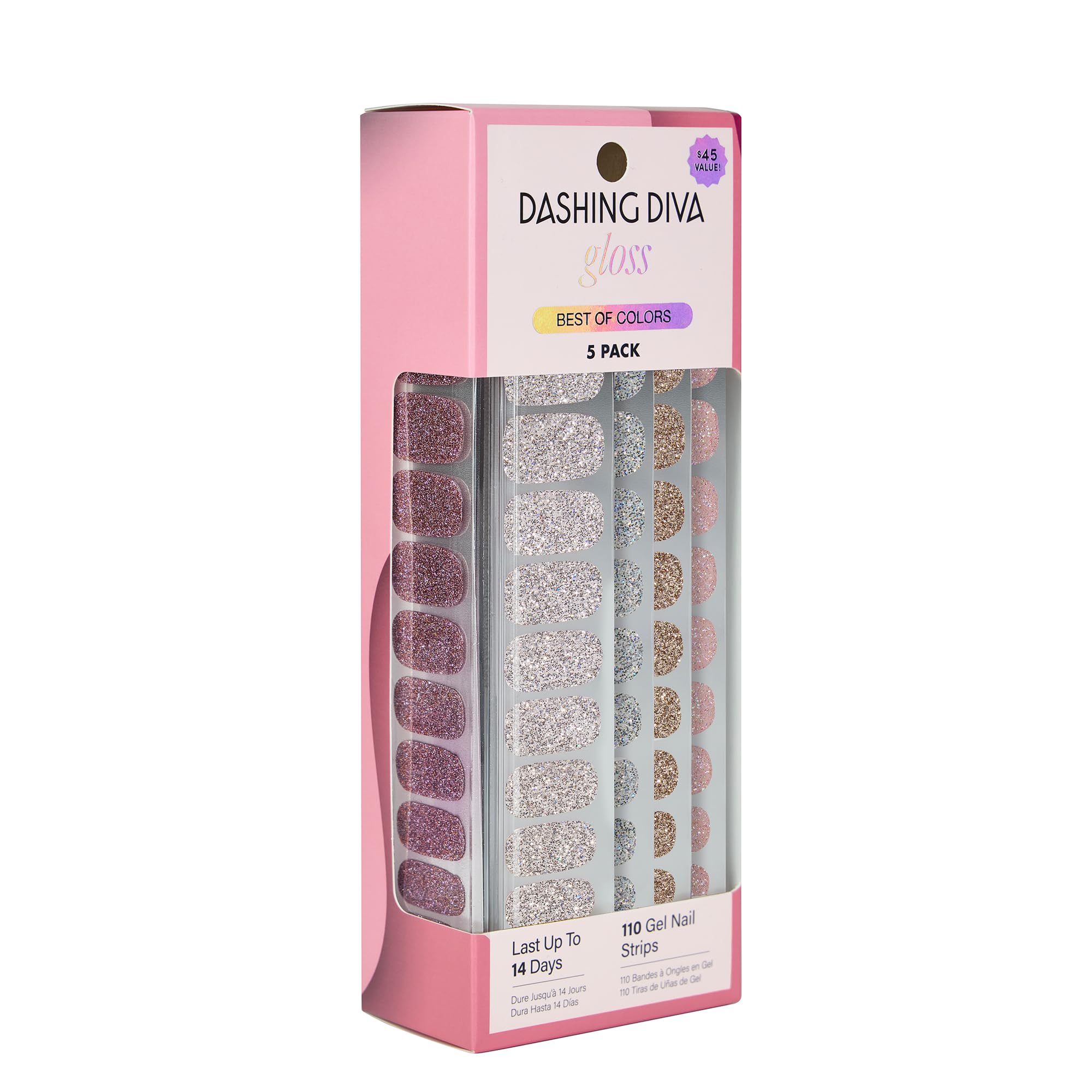 Dashing Diva Gloss Nail Strips box setup for easy at-home manicure