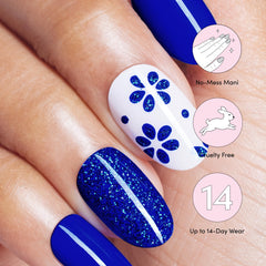 Kit de manicura 3 piezas con 32 tiras Flor Azul y herramientas