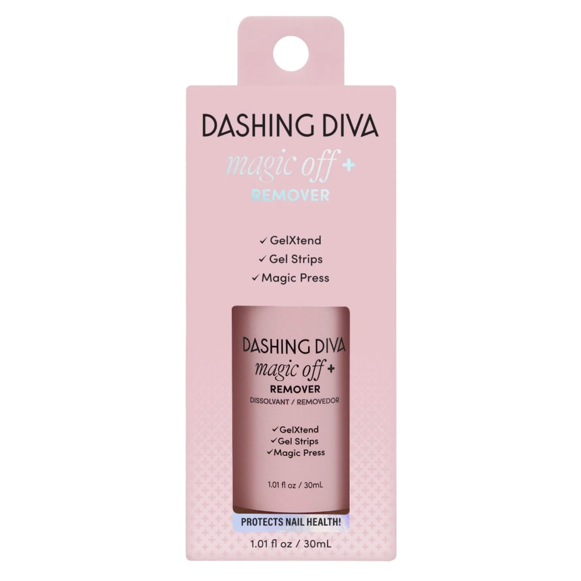 Aplicación suave de Dashing Diva Magic Off+ retira uñas sin dañar.