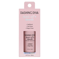 Aplicación suave de Dashing Diva Magic Off+ retira uñas sin dañar.