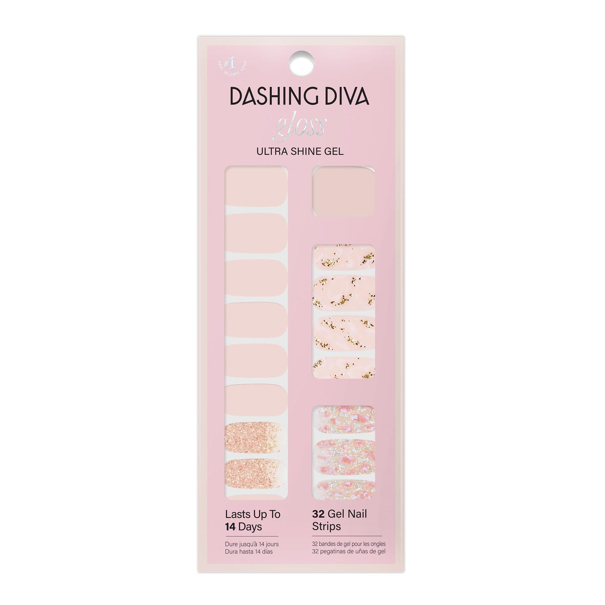 Dashing Diva pegatinas gel Cristal Claro: acabado translúcido y brillo duradero.