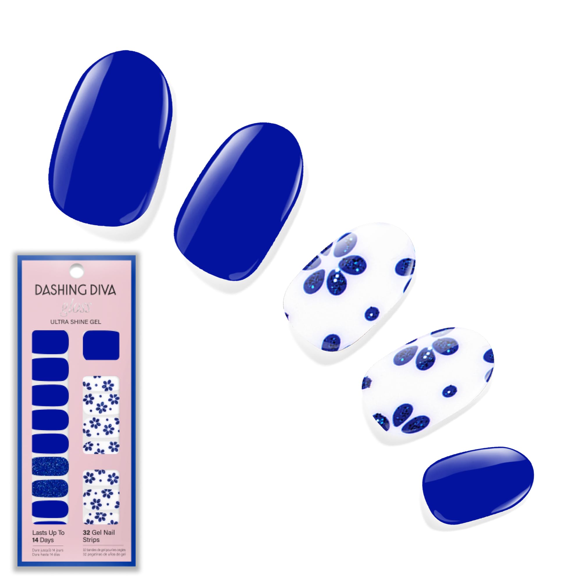 Dashing Diva: tiras de uñas brillantes Flor Azul para un brillo rápido y duradero