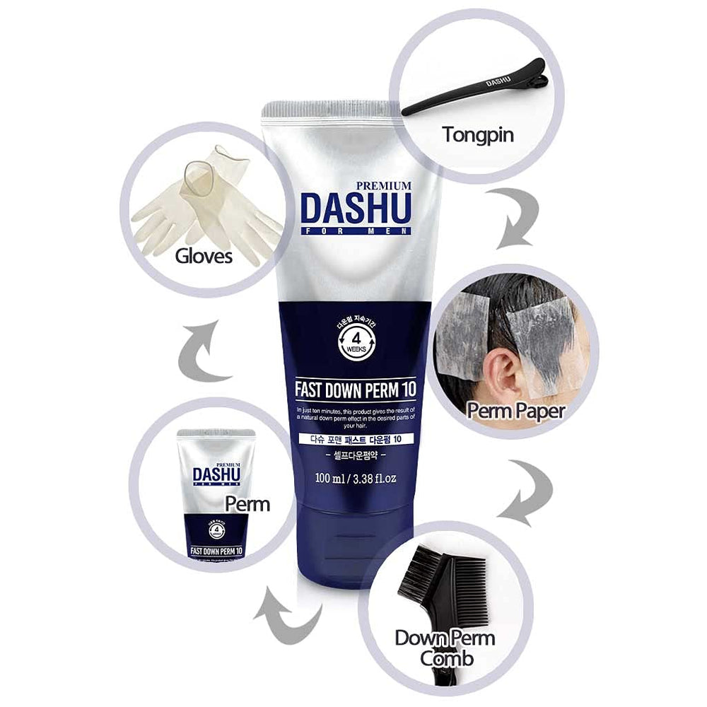 DASHU Down Perm para hombres, crema suave para un alisado uniforme.