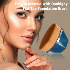 Daubigny brush head dense and soft for precise blending of powder, liquid, or cream.