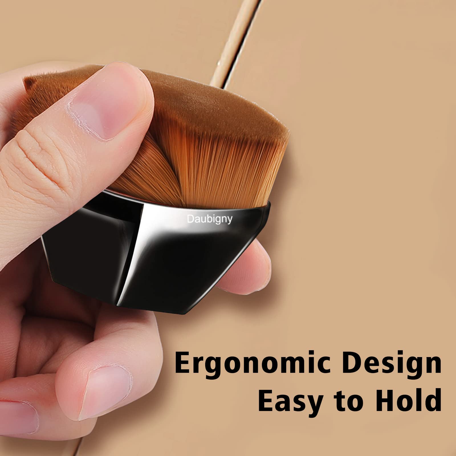 Daubigny petal-design handle offers comfortable grip during application