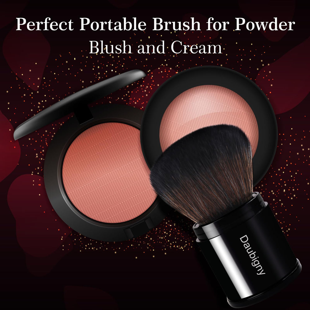 Daubigny retractable kabuki brush uses skin-safe synthetic bristles for sensitive skin.