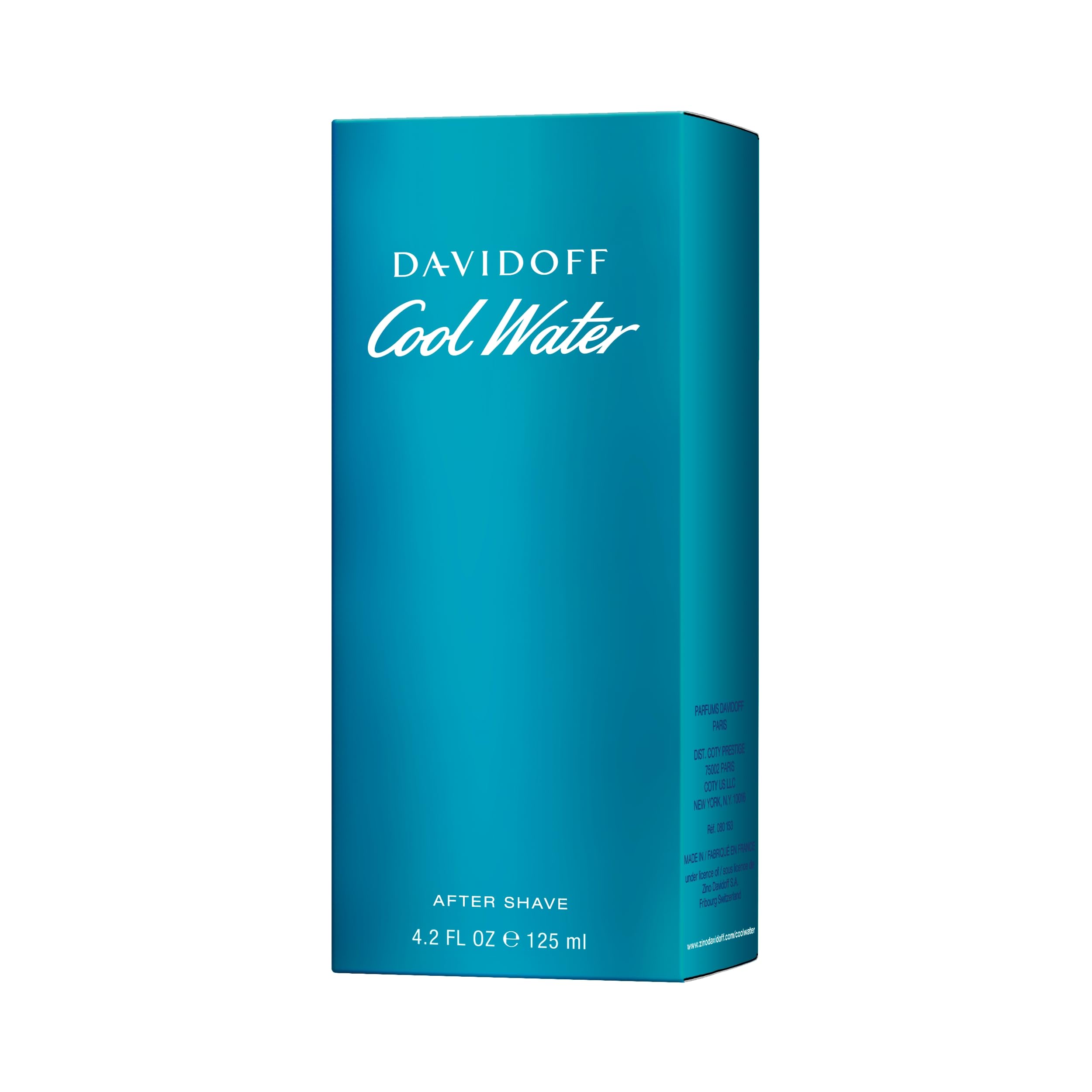 Davidoff Cool Water after shave splash packaging on shelf for travel-friendly choice