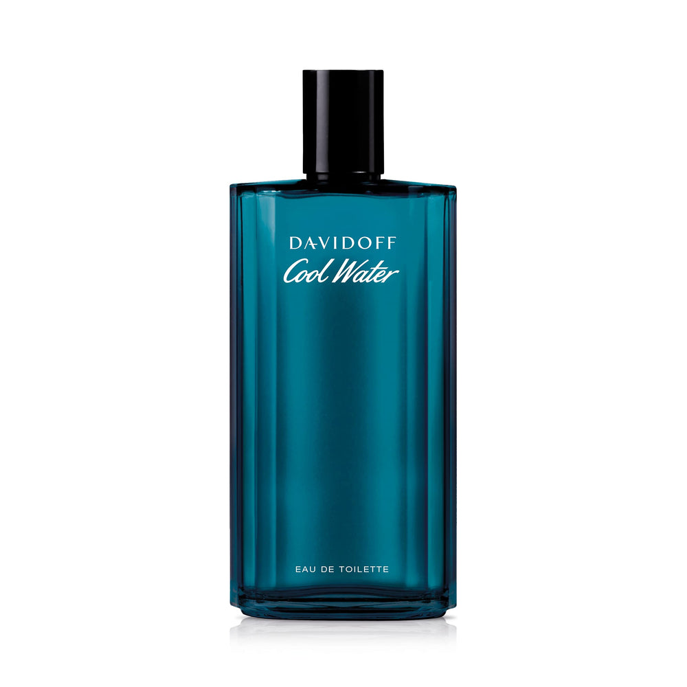 Davidoff Cool Water bottle front view showcases a classic, fresh design for daily wear.