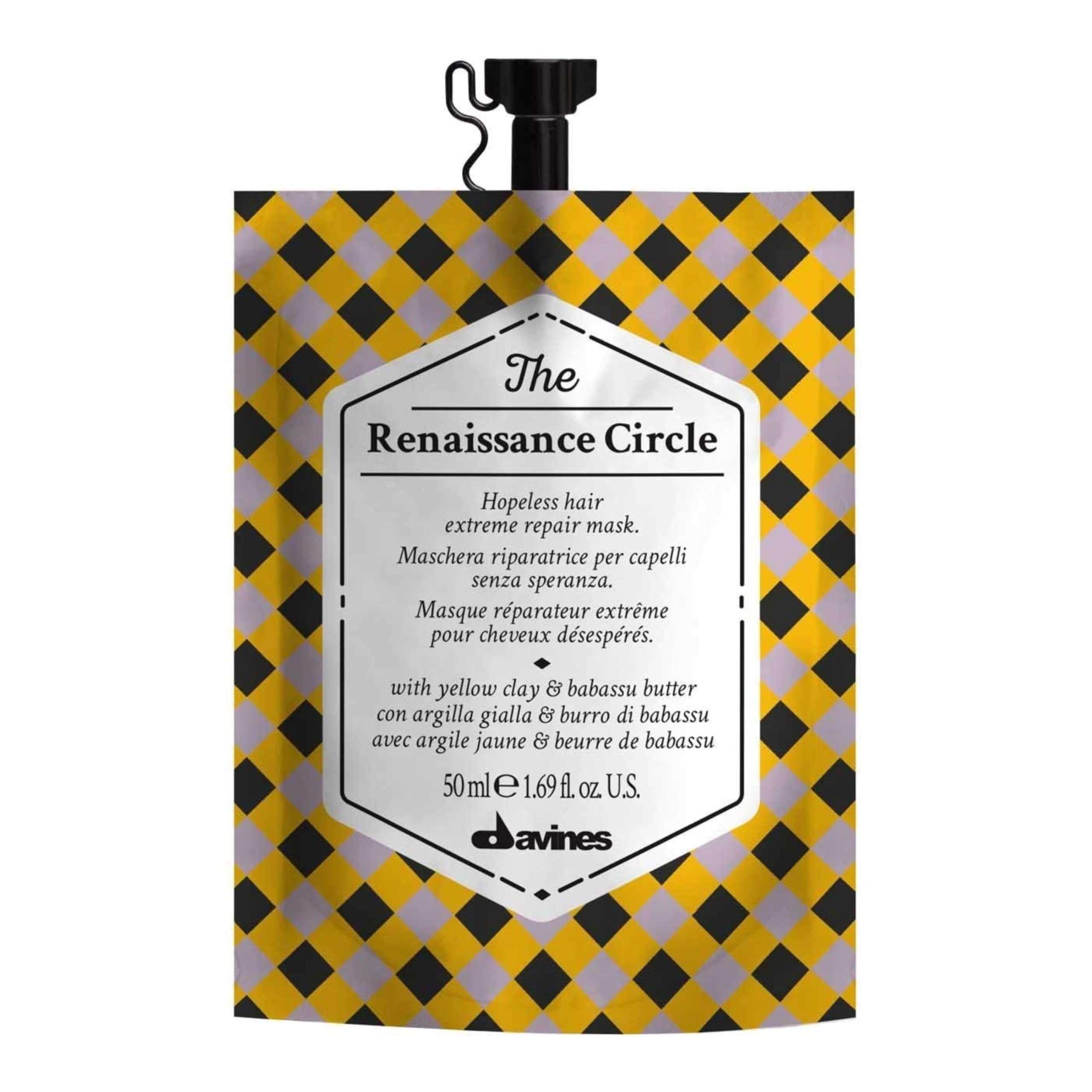 Davines Círculo Renacimiento, envase del tratamiento, facilita uso constante y cuidado capilar disciplinado.