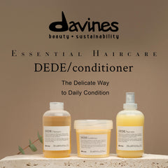 Davines DEDE conditioner detangling action eases knots for smooth, manageable strands.