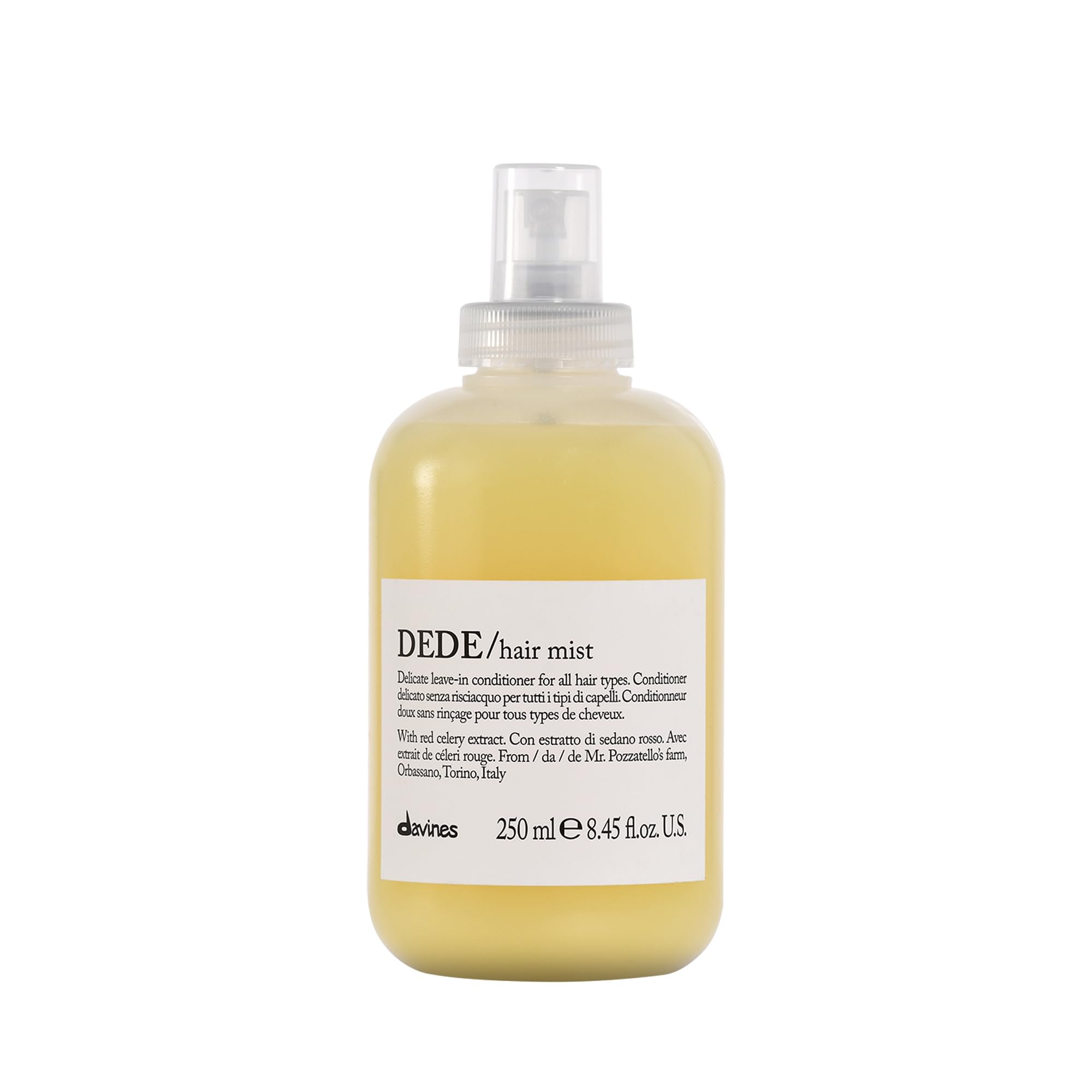 Davines DEDE Hair Mist bottle for lightweight conditioning across hair types.