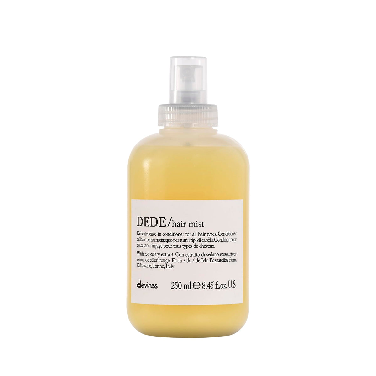 Davines DEDE Hair Mist bottle for lightweight conditioning across hair types.