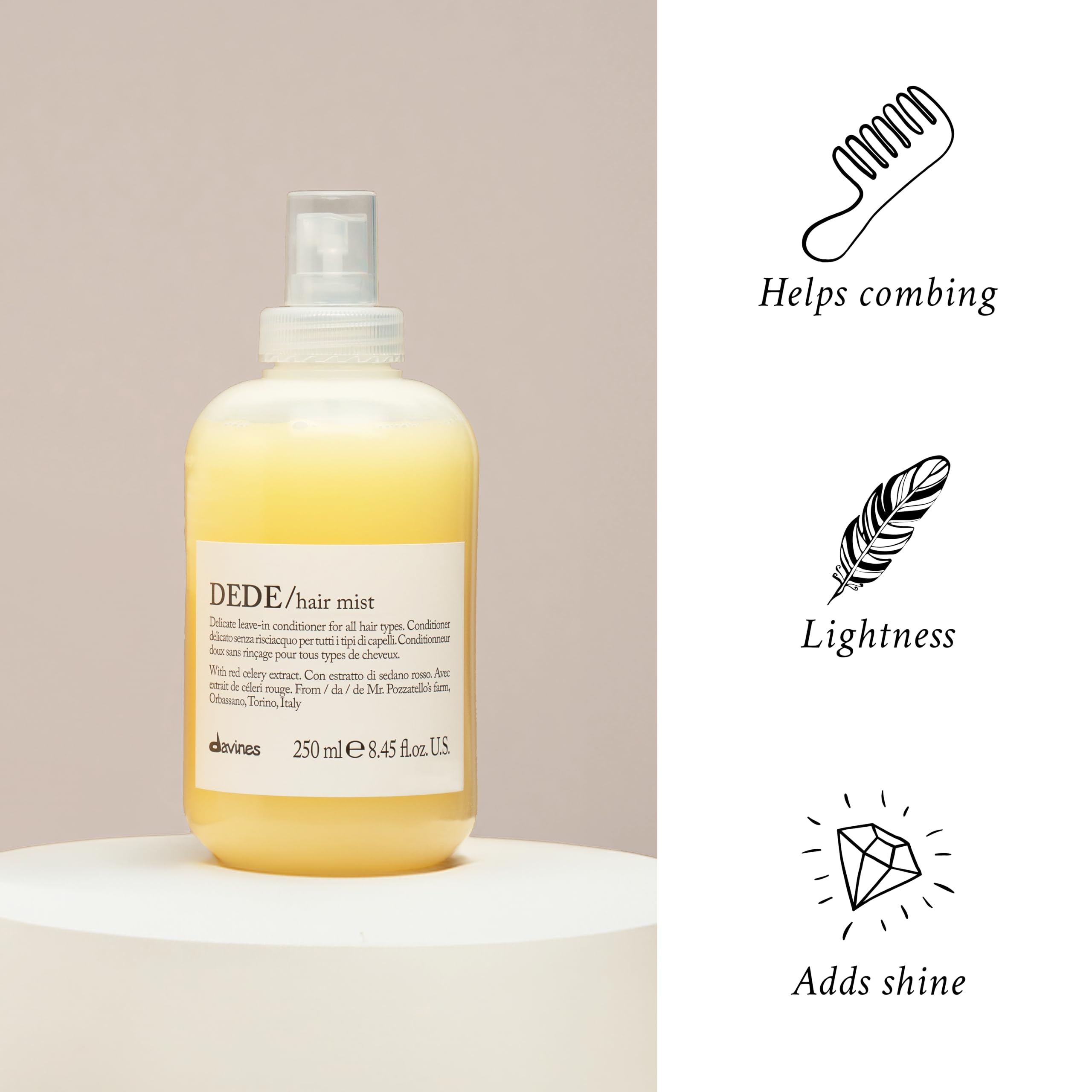 Weightless formula absorbs quickly into hair strands.
