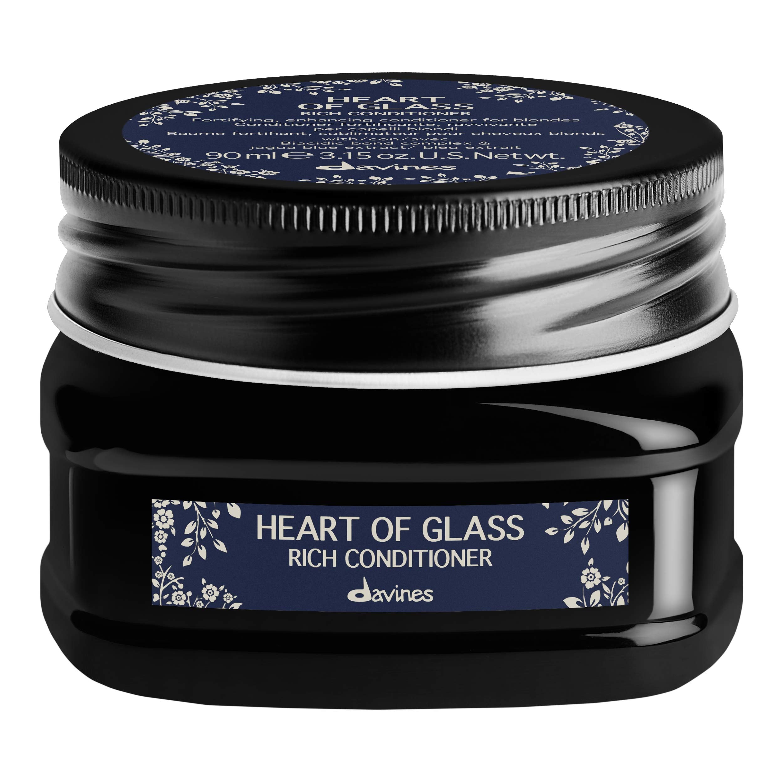 Davines Heart of Glass condicional, envase elegante para rubios.